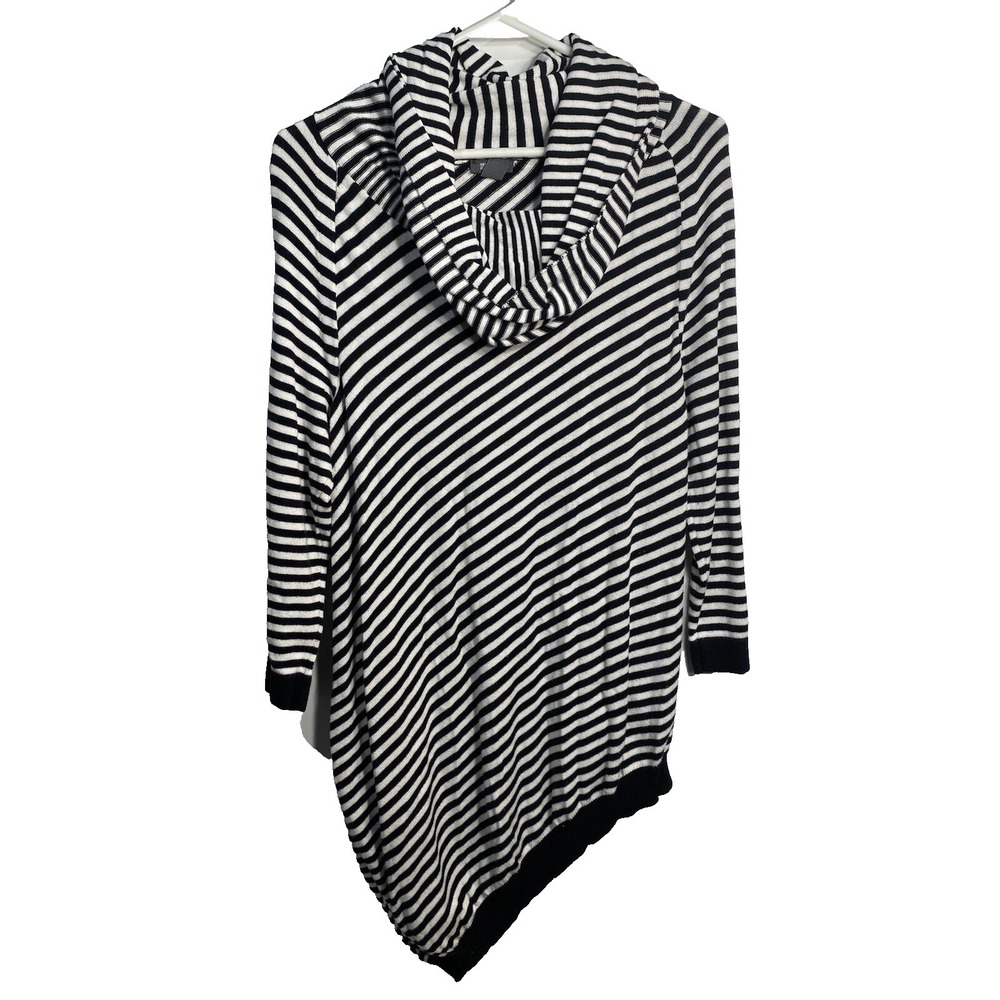 kenneth cole reaction womens‎ shirt size medium black white long sleeve striped